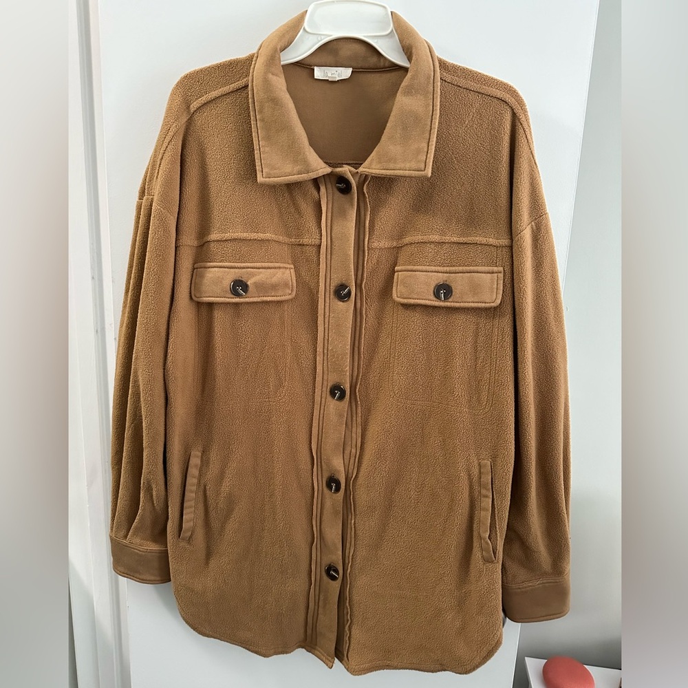Brown button down fleece shirt